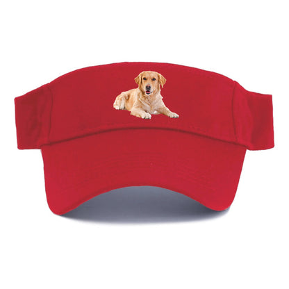 Golden Retriever laying dow Hat