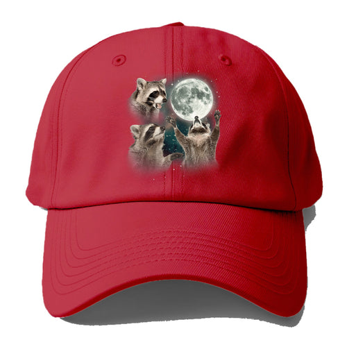 Racoons Howling At The Moon Baseball Cap