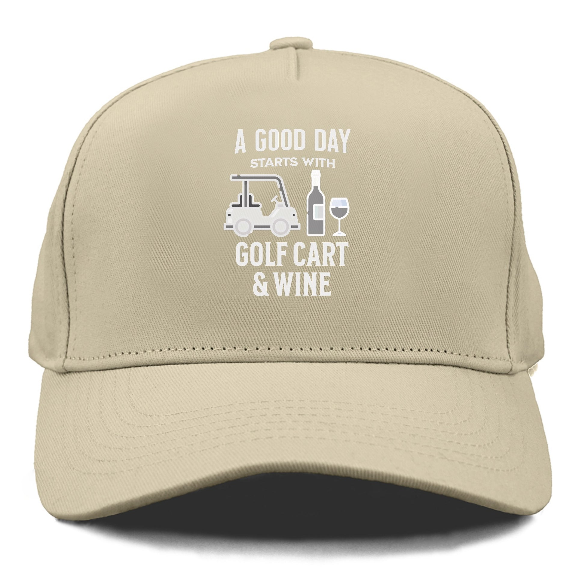 a good day starts with golf cart & wine Hat