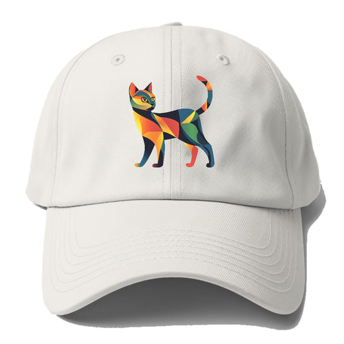 Vibrant Geometric Cat Baseball Cap For Big Heads