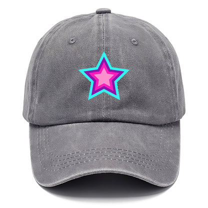 Retro 80s Star Rainbow Blue Hat