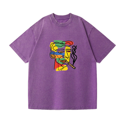 Smoky Vibes Abstract Line Art Vintage T-shirt