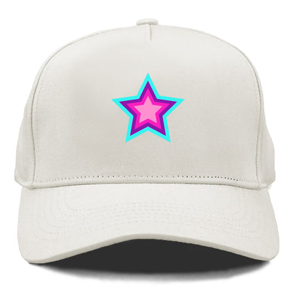 Retro 80s Star Rainbow Blue Hat