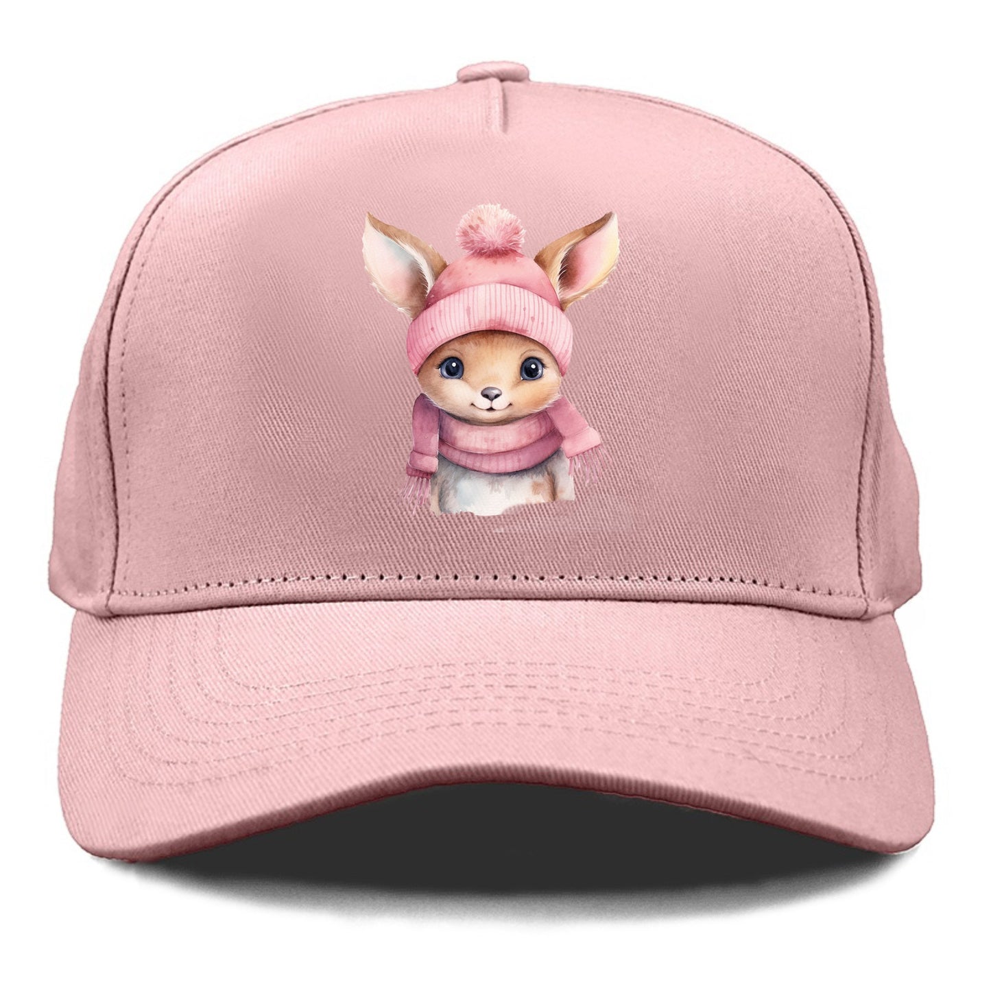 baby deer wearing pink beanie Hat