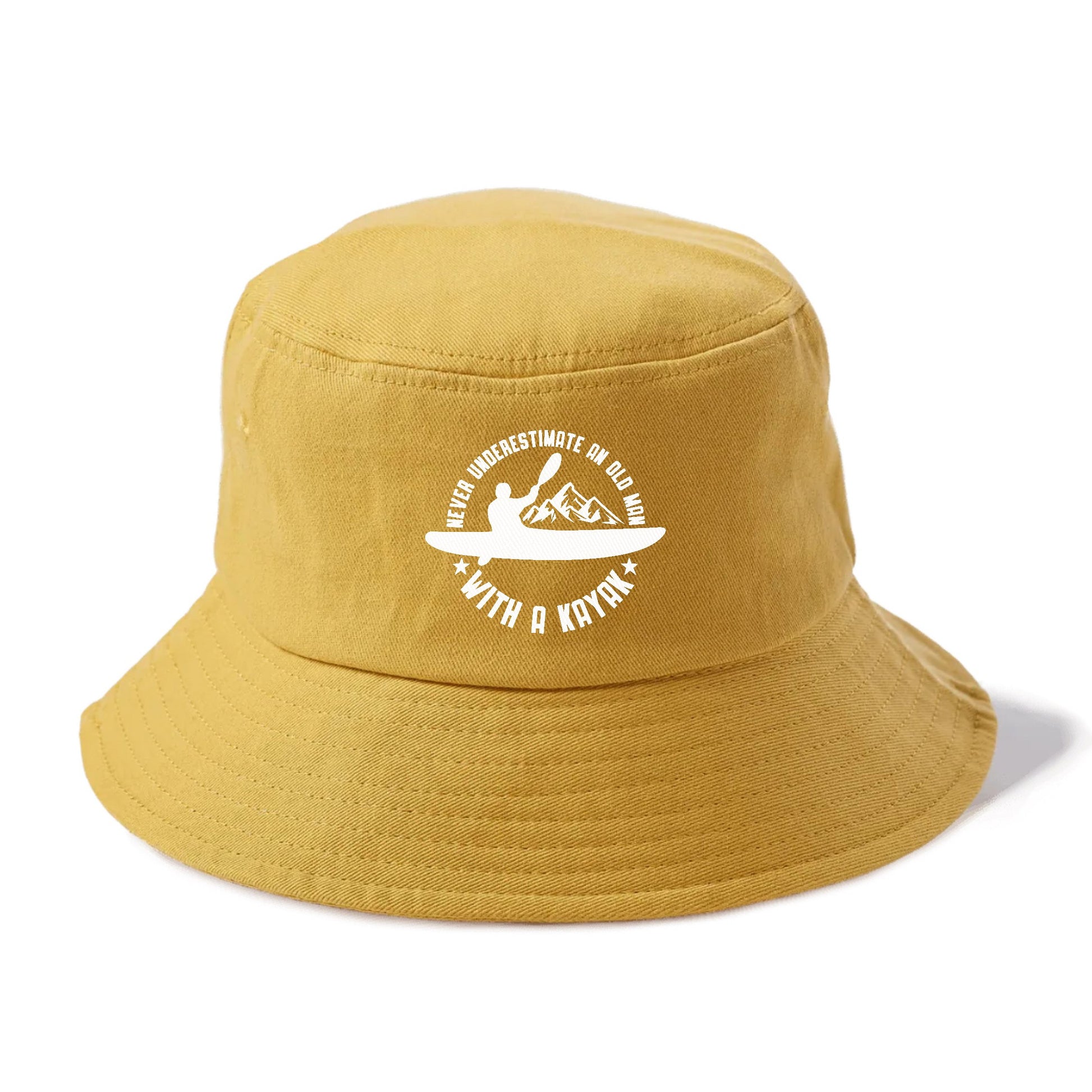 Never Underestimate An Old Man With A Kayak Vintage Bucket Hat