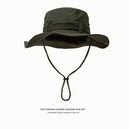 Western Cowboy Hat - Drawstring Fishing Hat with Wide Brim for Summer Sun Protection, Outdoor Fishing, and Hiking