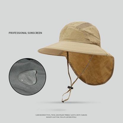 Sombrero para el sol para actividades al aire libre, pesca, protección solar con solapa para el cuello, versátil con tira reflectante, protección UV de verano, sombrero de ala ancha