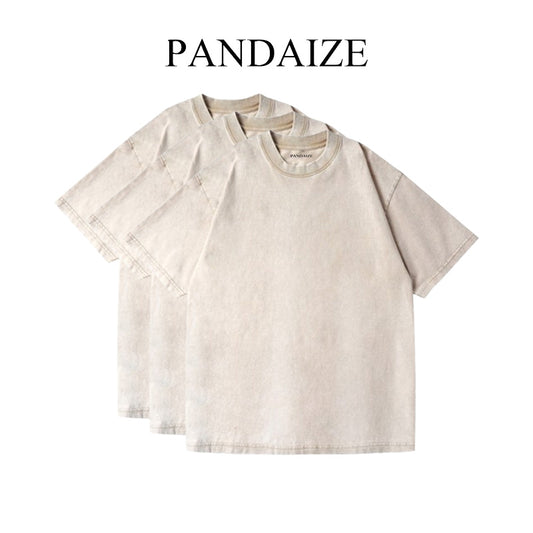 Pandaize® 3-Pack 230GSM Heavy Loose Fit Washed T-Shirt - Almond Beige