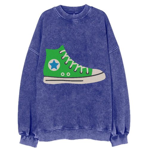 Retro 80s Converse Shoe Green Vintage Sweatshirt