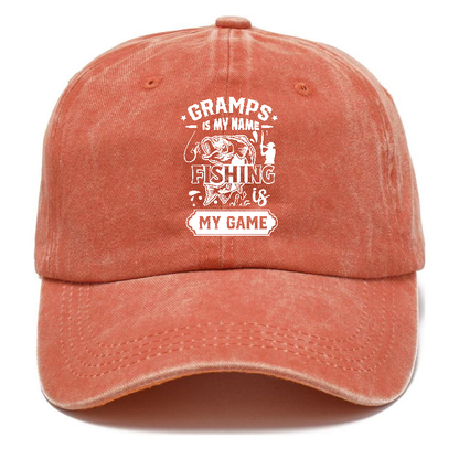 gramps is my name fishing is my game Hat