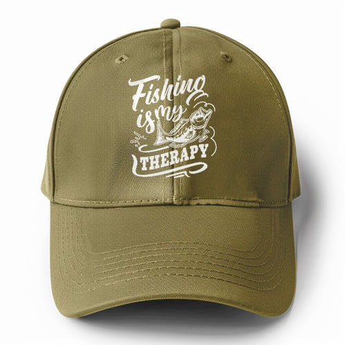 Fishing Is My Therapy Solid Color Baseball Cap
