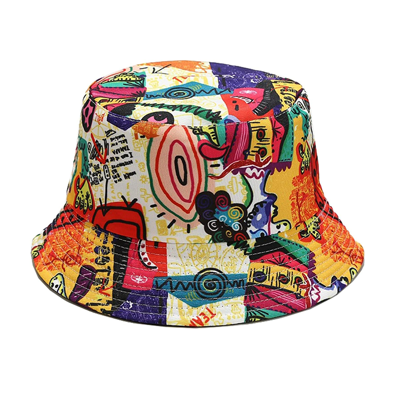 Pandaize Unisex Print Double-Side-Wear Reversible Bucket Hat