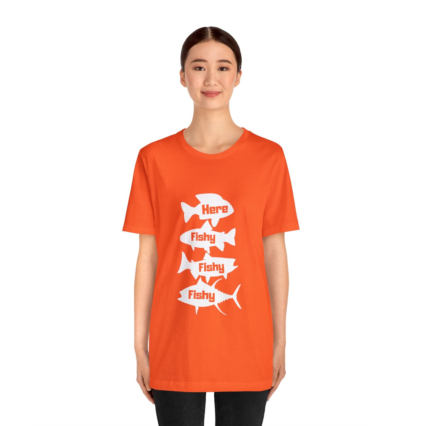 Here Fishy Fishy Fishy Unisex Jersey Short Sleeve Tee