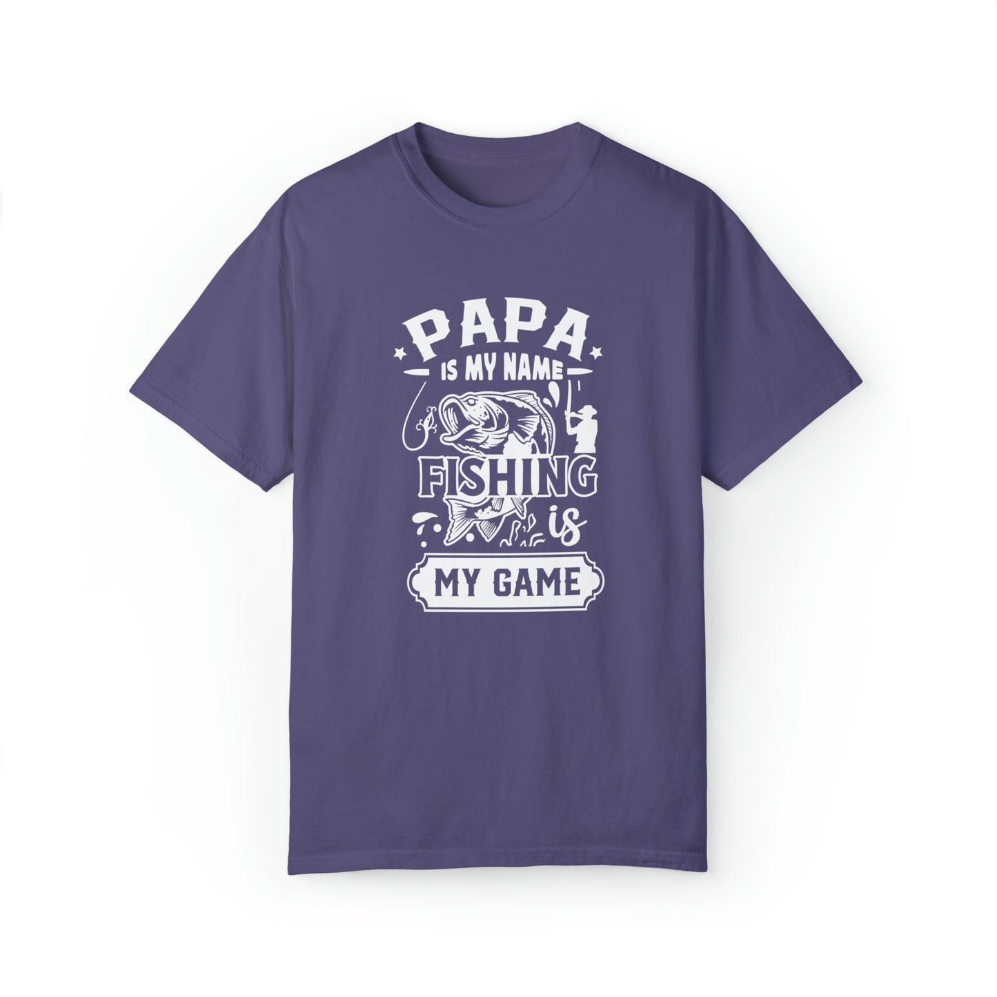 「Papa is My Name, Fishing is My Game」T シャツで釣りを楽しもう