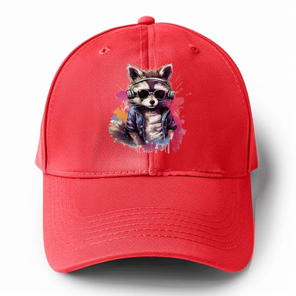 raccoon with headphones Hat