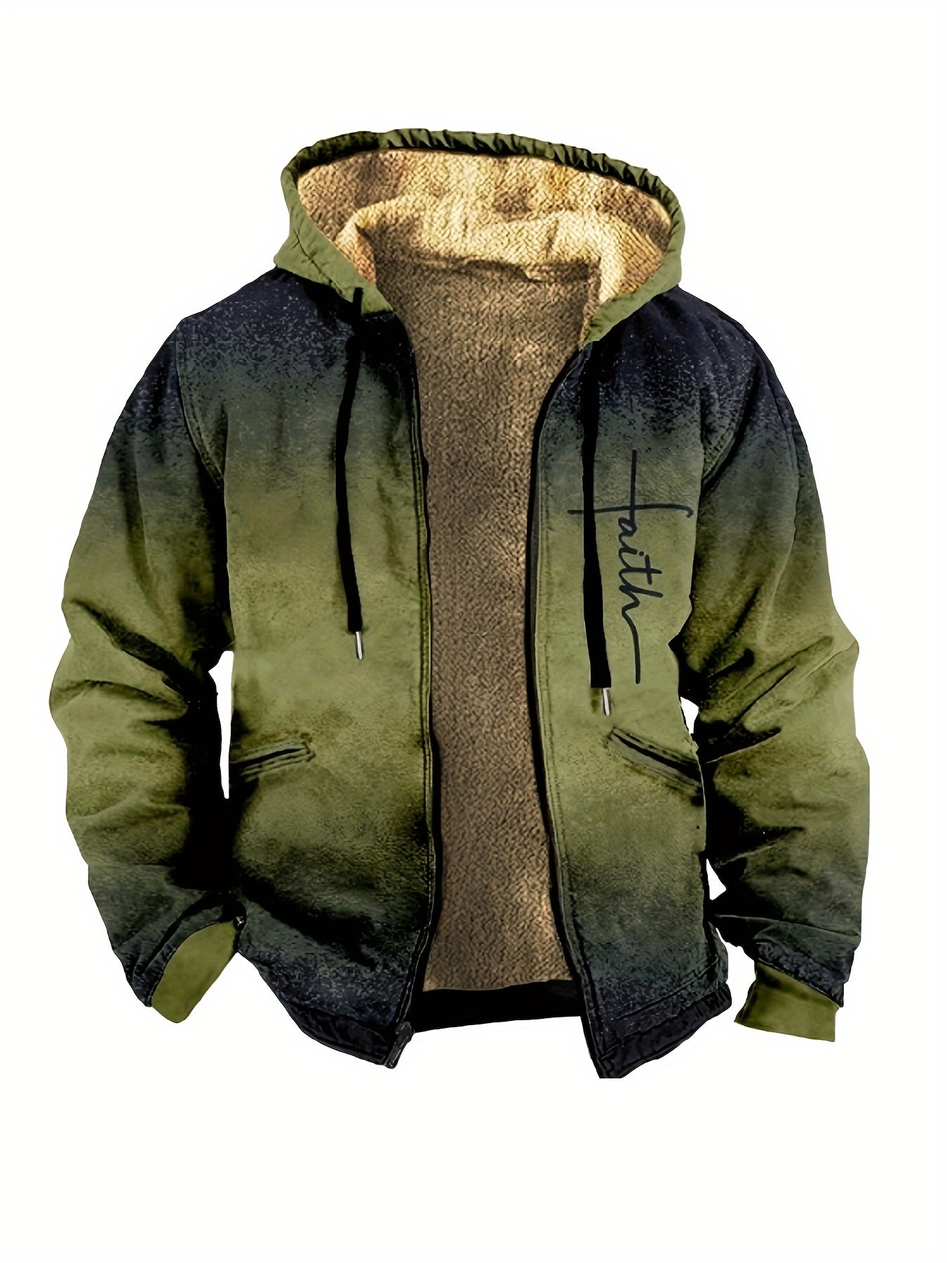 Vintage Style Warm Fleece Coat, Men's Casual Hooded Warm Thick Jacket For  Fall Winter