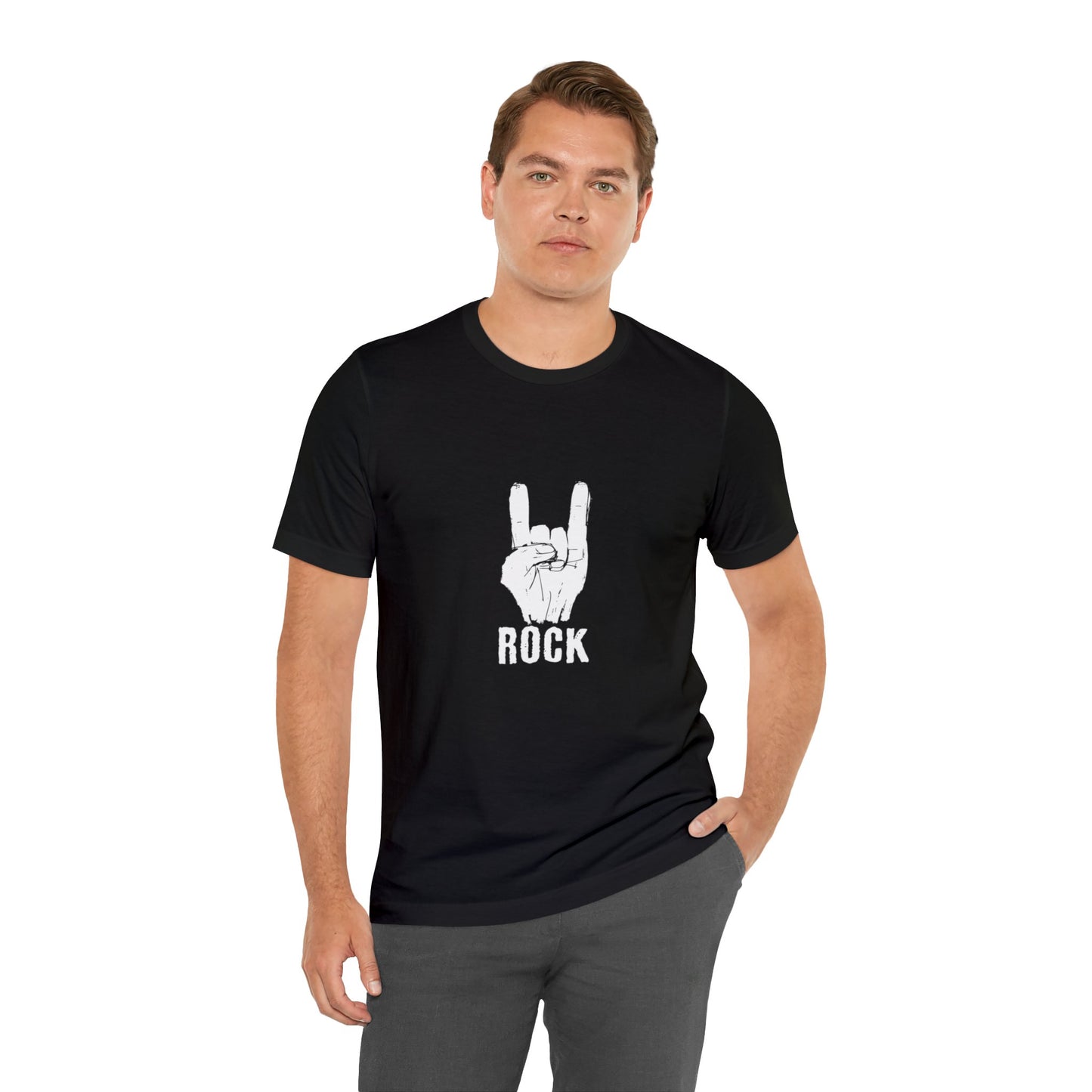 Camiseta blanca Hand Horn Rock N Roll - Camiseta de manga corta