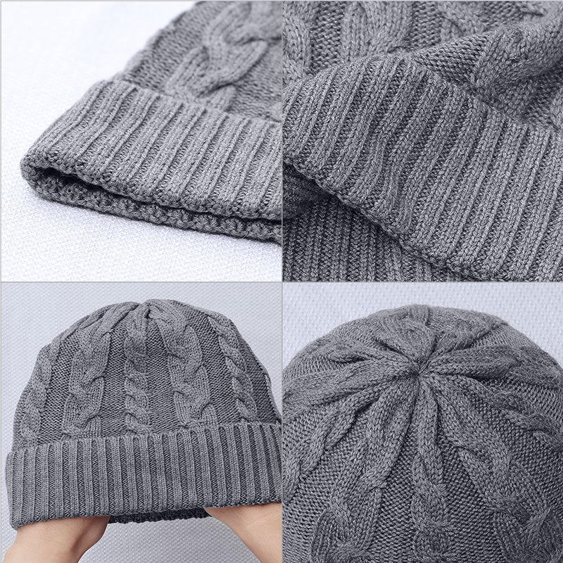 Gorro acogedor de punto torcido: gorro unisex de color sólido para otoño/invierno