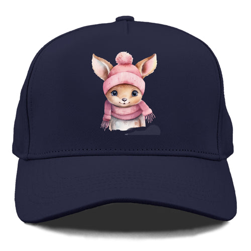 Baby Deer Wearing Pink Beanie Cap