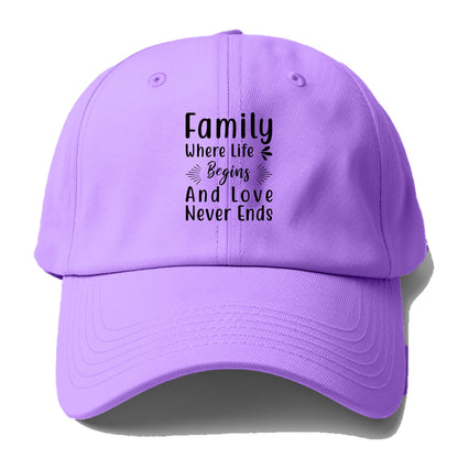 Family where life begins and love never ends Hat