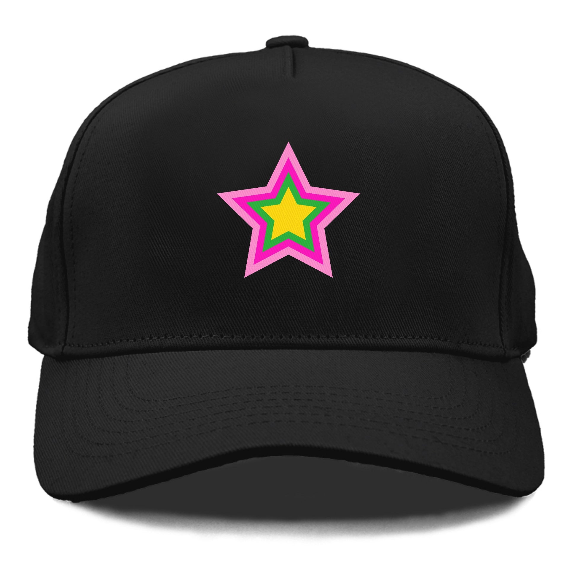 Retro 80s Star Rainbow Pink Hat