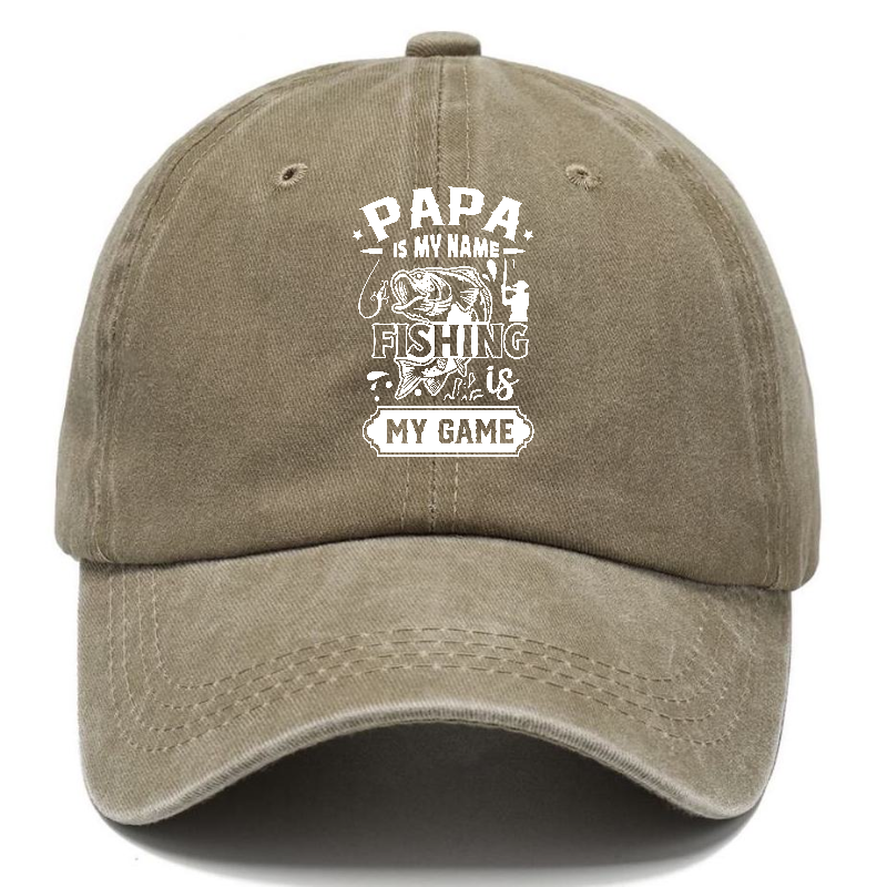 papa is my name fishing is my game Hat