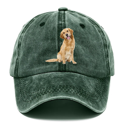 Joyful golden retriever with a radiant smile Hat