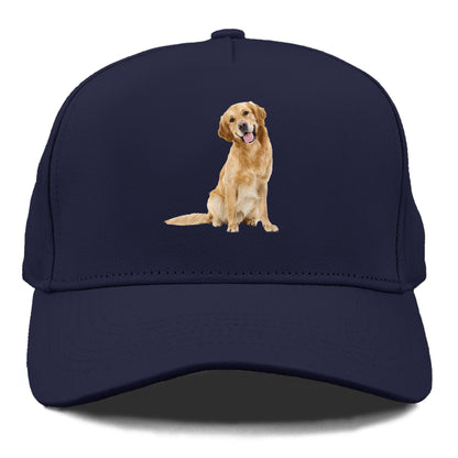 Joyful golden retriever with a radiant smile Hat