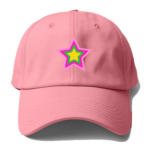 Retro 80s Star Rainbow Pink Baseball Cap For Big Heads