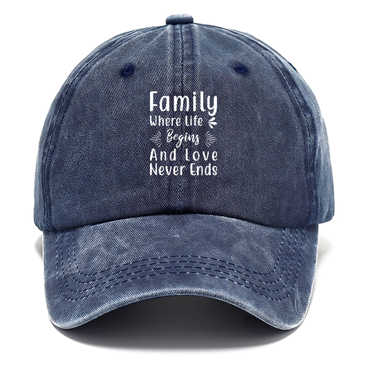 Family where life begins and love never ends Hat