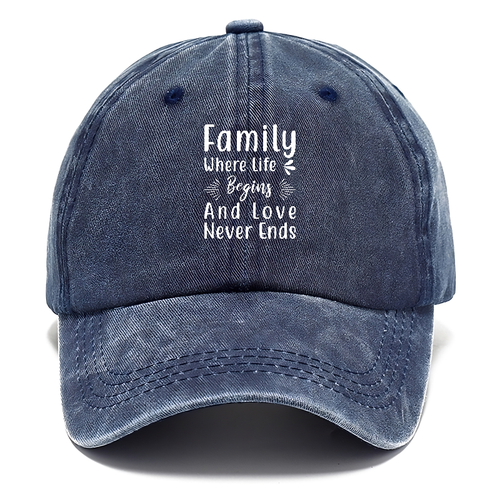 Family Where Life Begins And Love Never Ends Classic Cap