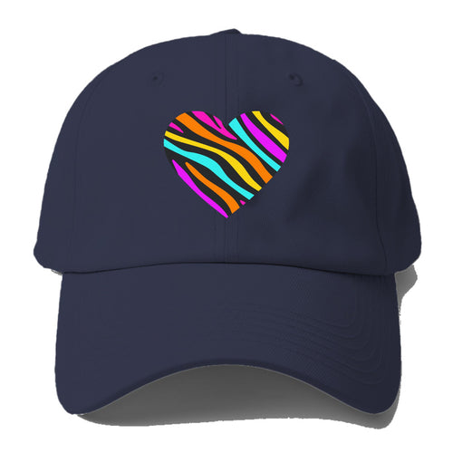 Retro 80s Heart Zebra Print Baseball Cap