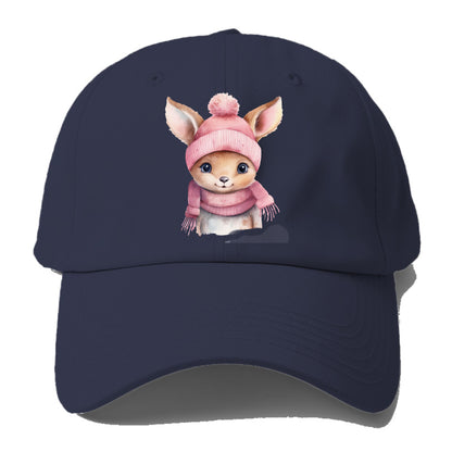 baby deer wearing pink beanie Hat