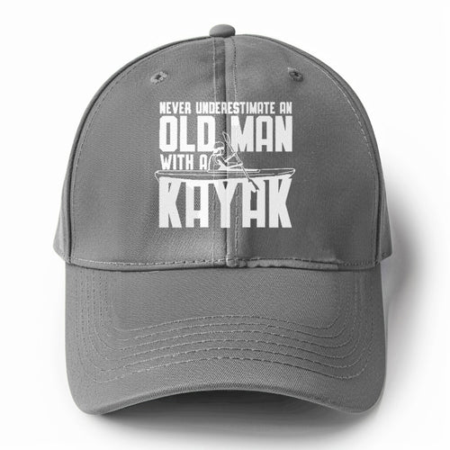 Never Underestimate An Old Man With A Kayak!! Solid Color Baseball Cap