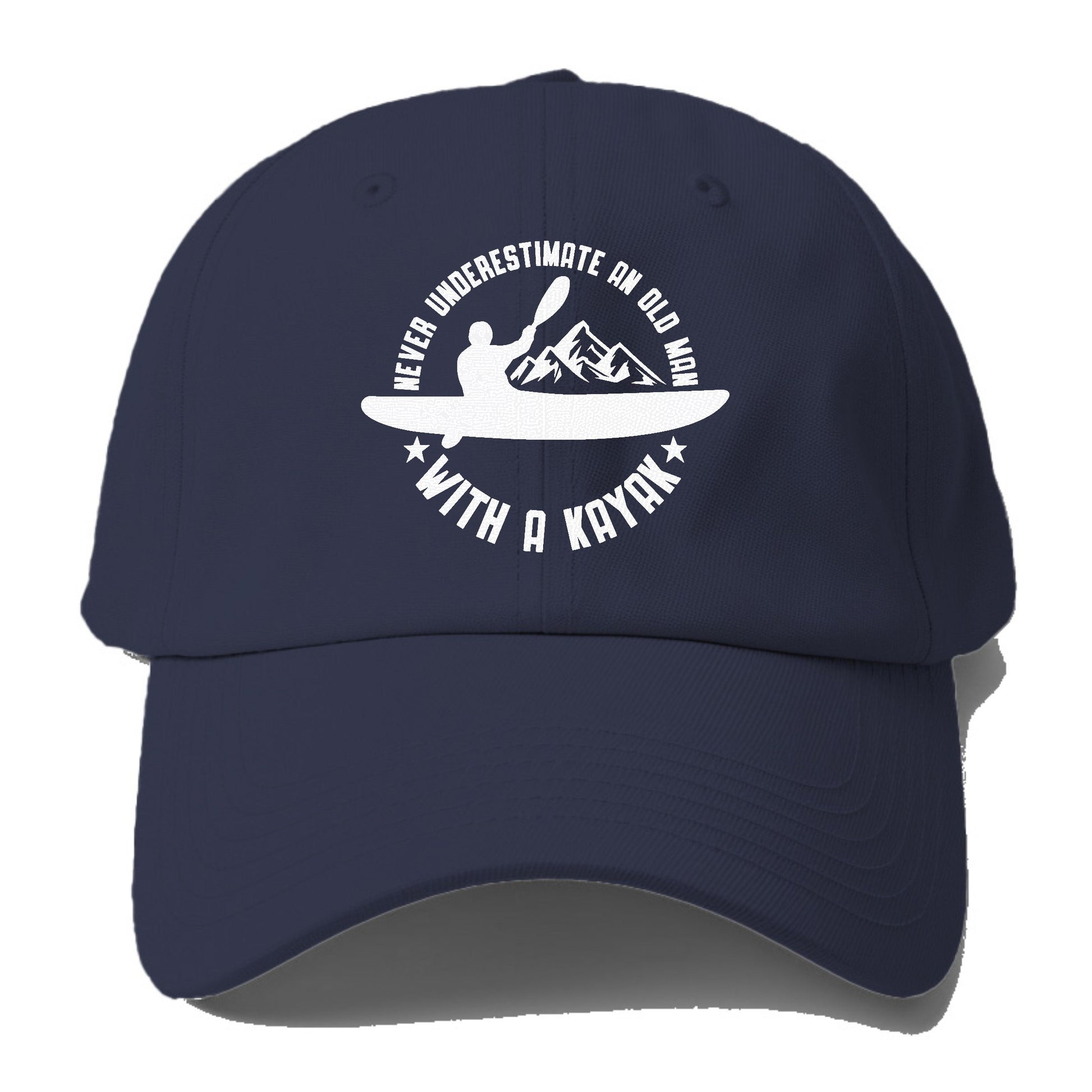 Never Underestimate An Old Man with A Kayak Vintage Cap Navy