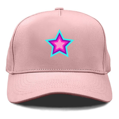 Retro 80s Star Rainbow Blue Hat