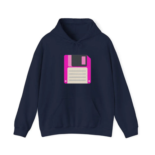 Retro 80s Floppy Disk Pink Hooded Sweatshirt