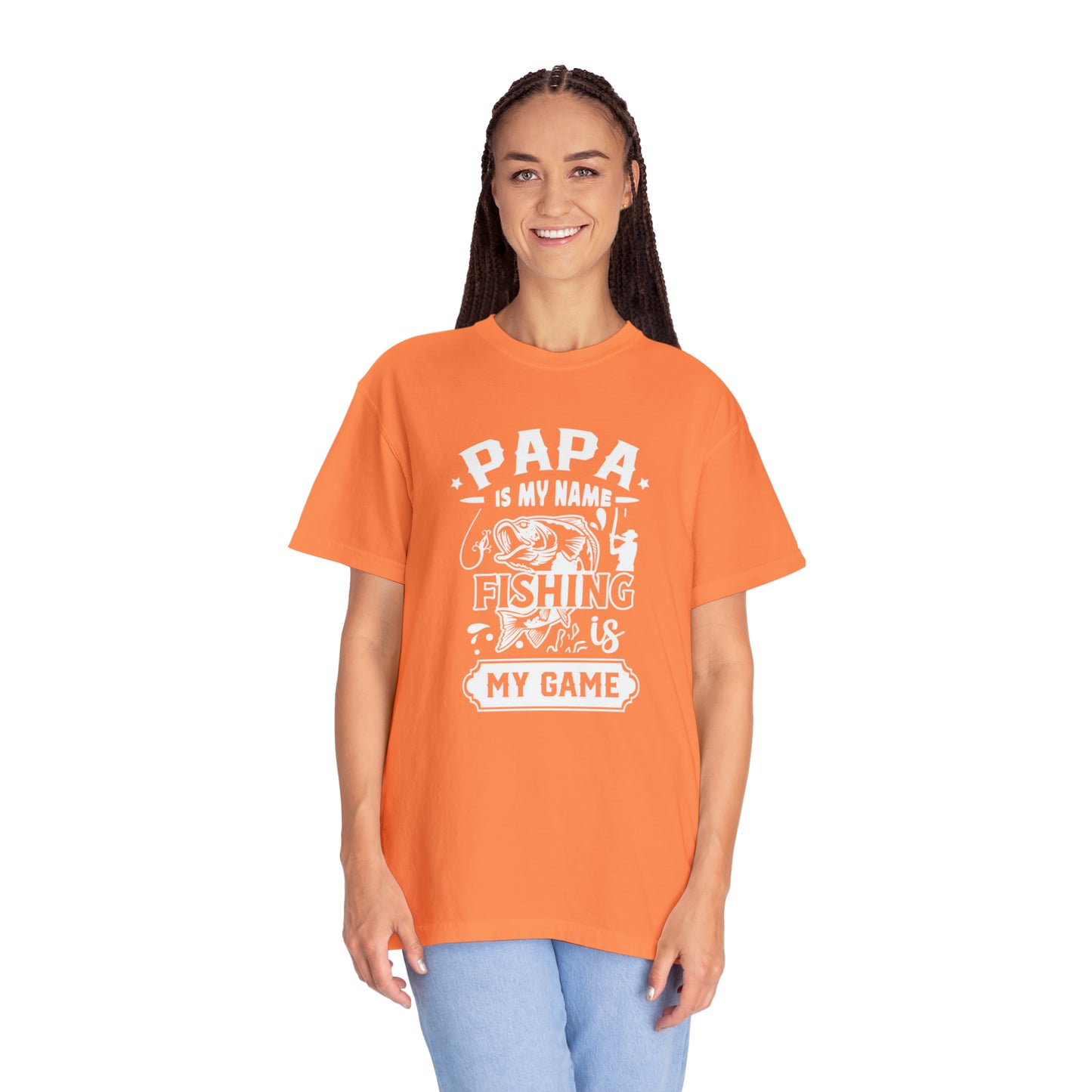 「Papa is My Name, Fishing is My Game」T シャツで釣りを楽しもう