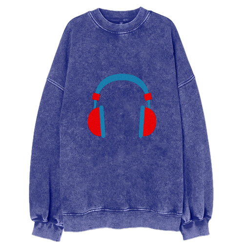 Retro 80s Headphones Red Vintage Sweatshirt