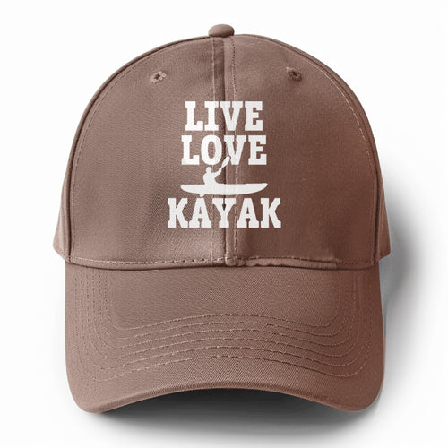 Live Love Kayak Solid Color Baseball Cap