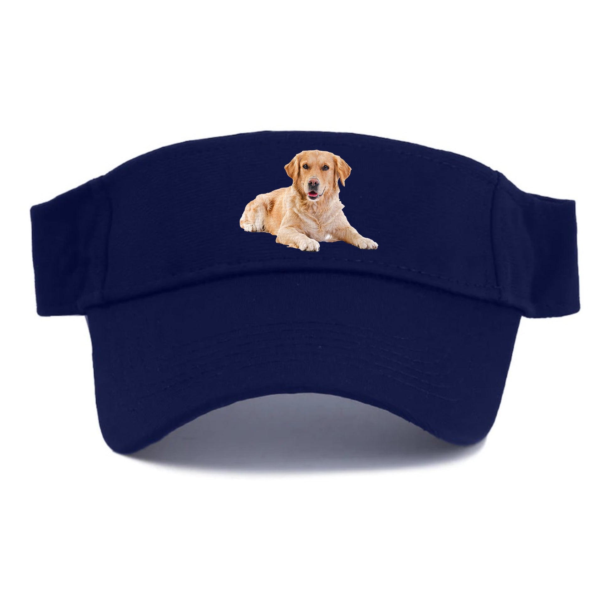 Golden Retriever laying dow Hat