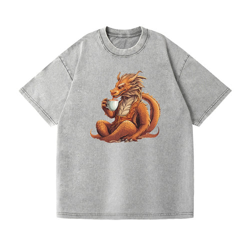 Dragon Drinking Coffee Vintage T-shirt