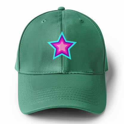 Retro 80s Star Rainbow Blue Hat