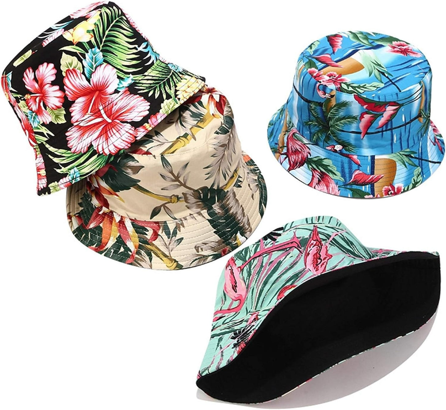 Pandaize Sombrero de cubo reversible con estampado unisex de doble cara 