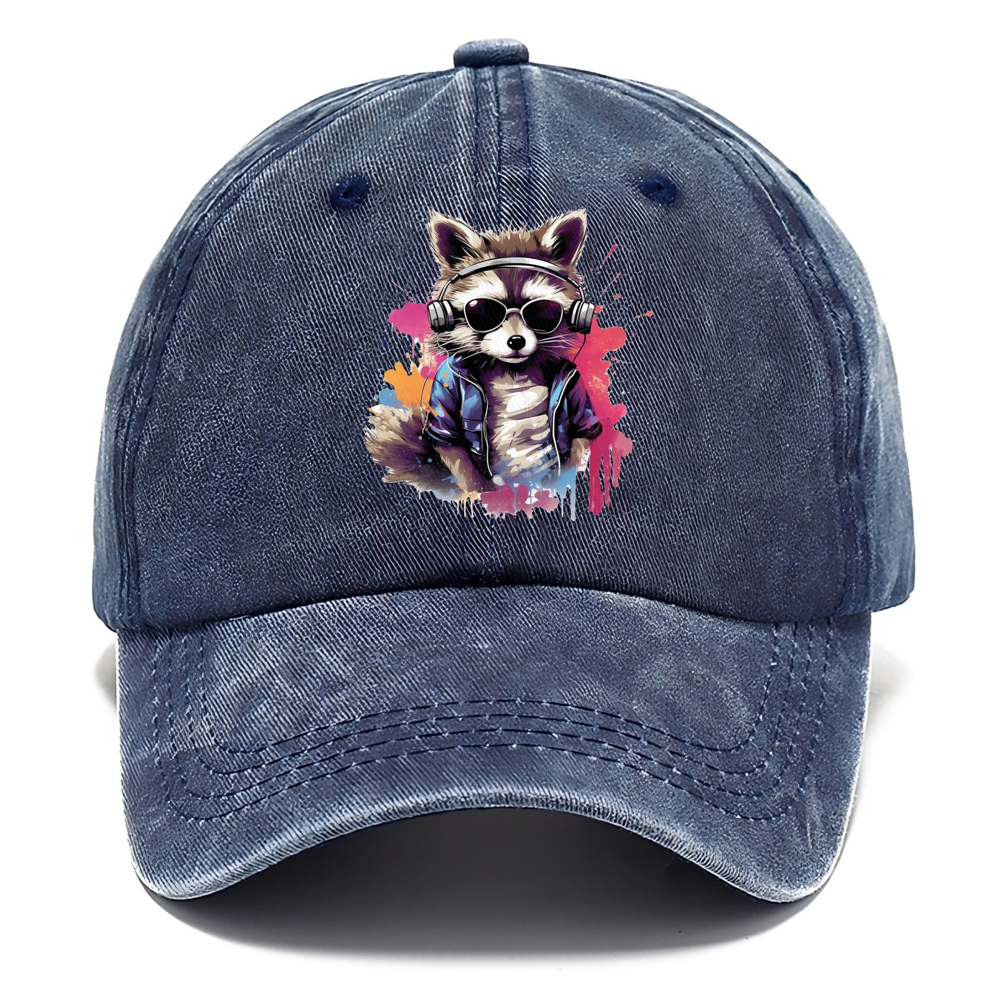 raccoon with headphones Hat