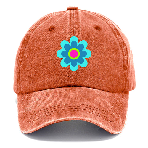 Retro 80s Flower Blue Classic Cap