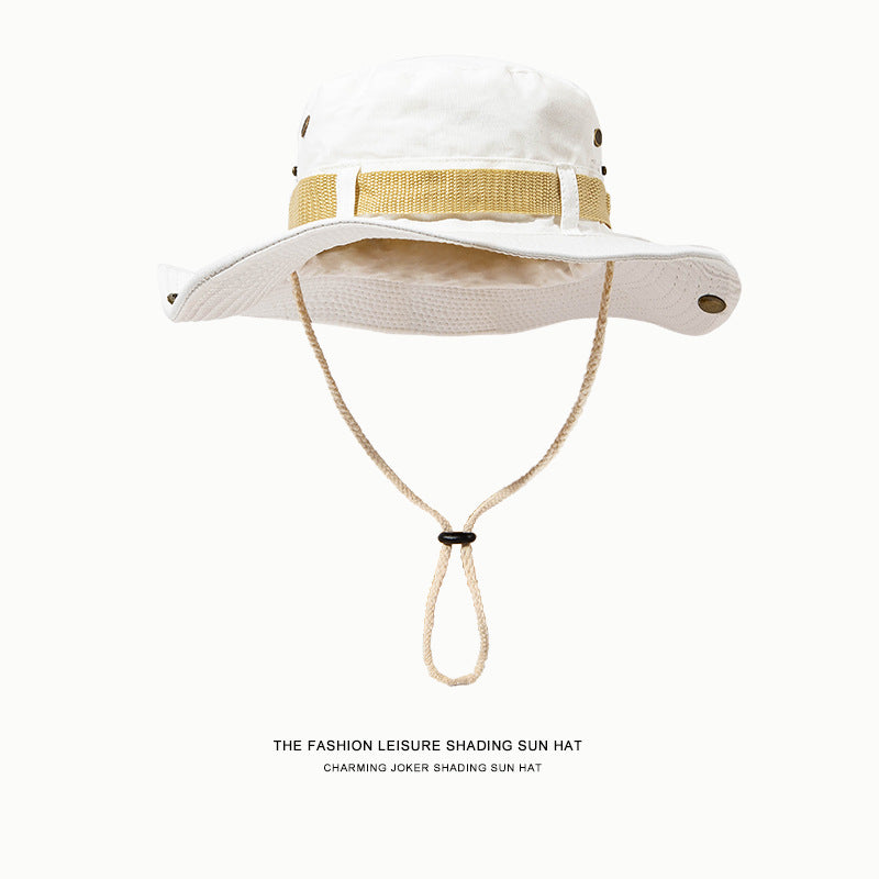 Sombrero de vaquero occidental: sombrero de pesca con cordón y ala ancha para protección solar de verano, pesca al aire libre y senderismo