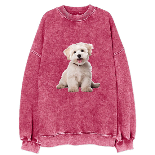 Adorable White Puppy Vintage Sweatshirt