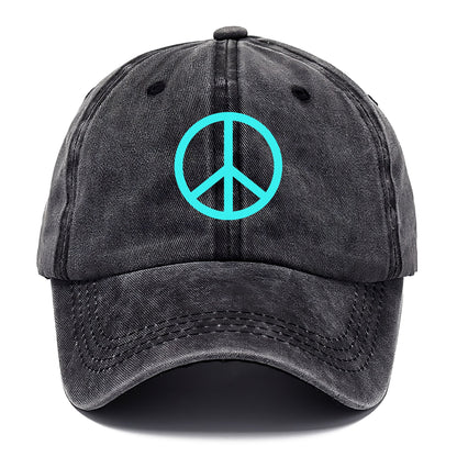 Retro 80s Peace Sign Blue Hat