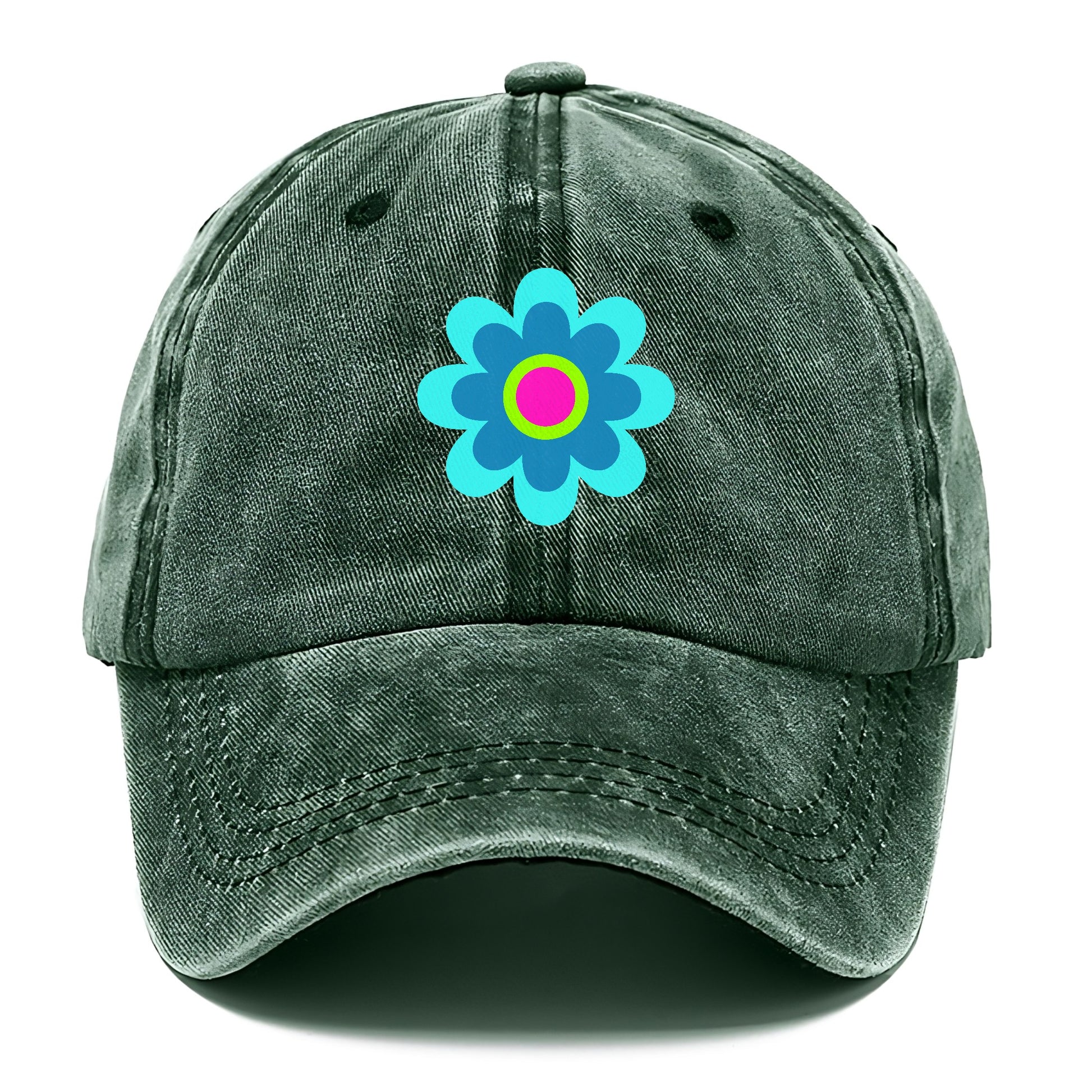 Retro 80s Flower Blue Hat